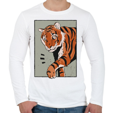 PRINTFASHION Tigris - Férfi hosszú ujjú póló - Fehér férfi póló