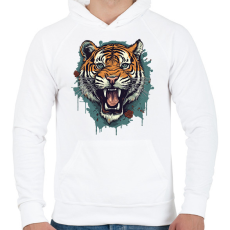 PRINTFASHION Tigris  - Férfi kapucnis pulóver - Fehér