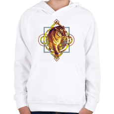 PRINTFASHION Tigris - Gyerek kapucnis pulóver - Fehér