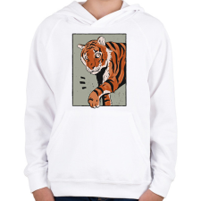 PRINTFASHION Tigris - Gyerek kapucnis pulóver - Fehér gyerek pulóver, kardigán