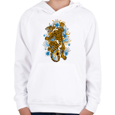 PRINTFASHION Tigris - Gyerek kapucnis pulóver - Fehér gyerek pulóver, kardigán