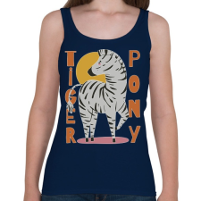 PRINTFASHION Tigris póni - zebra - Női atléta - Sötétkék női trikó