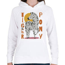 PRINTFASHION Tigris póni - zebra - Női kapucnis pulóver - Fehér