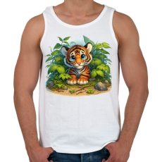 PRINTFASHION Tigriskölyök esőben - Férfi atléta - Fehér