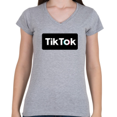 PRINTFASHION Tik Tok BOX - Női V-nyakú póló - Sport szürke