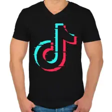 PRINTFASHION Tik-tok - Férfi V-nyakú póló - Fekete férfi póló
