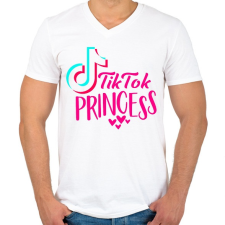 PRINTFASHION Tik Tok Hercegnő - Férfi V-nyakú póló - Fehér férfi póló