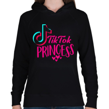 PRINTFASHION Tik Tok Hercegnő - Női kapucnis pulóver - Fekete női pulóver, kardigán