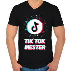 PRINTFASHION Tik Tok Mester - Férfi V-nyakú póló - Fekete