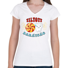 PRINTFASHION Tiltott barátság - Női V-nyakú póló - Fehér