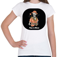 PRINTFASHION Time to Music - Gitáros csontváz - Női póló - Fehér
