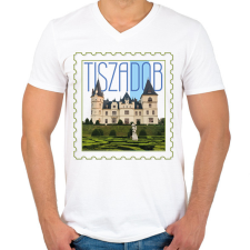 PRINTFASHION Tiszadob - Férfi V-nyakú póló - Fehér férfi póló
