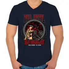 PRINTFASHION Tiszta vas - Férfi V-nyakú póló - Sötétkék férfi póló
