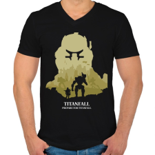 PRINTFASHION Titanfall - Férfi V-nyakú póló - Fekete férfi póló