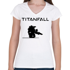 PRINTFASHION Titanfall - Női V-nyakú póló - Fehér női póló