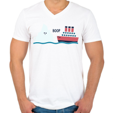 PRINTFASHION Titanic boop - Férfi V-nyakú póló - Fehér