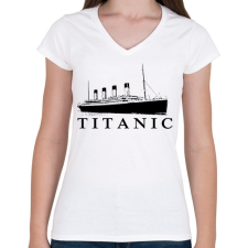 PRINTFASHION Titanic - Női V-nyakú póló - Fehér női póló