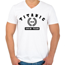 PRINTFASHION titanic-swim-team-black - Férfi V-nyakú póló - Fehér férfi póló