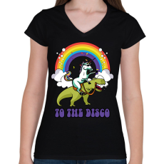 PRINTFASHION To the disco - Női V-nyakú póló - Fekete