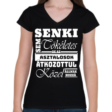PRINTFASHION Tökéletes asztalos - Női V-nyakú póló - Fekete női póló