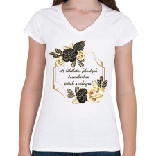 PRINTFASHION Tökéletes feleség szülinapja december  - Női V-nyakú póló - Fehér női póló