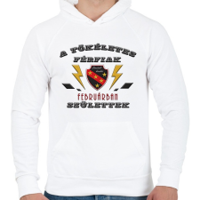PRINTFASHION Tökéletes férfi február - Férfi kapucnis pulóver - Fehér férfi pulóver, kardigán