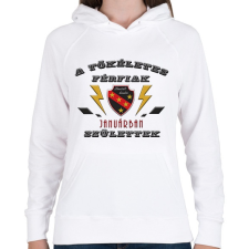 PRINTFASHION Tökéletes férfi január - Női kapucnis pulóver - Fehér női pulóver, kardigán