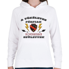 PRINTFASHION Tökéletes férfi november - Női kapucnis pulóver - Fehér női pulóver, kardigán