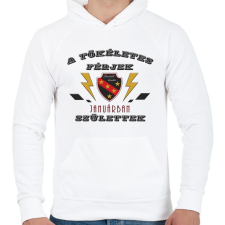 PRINTFASHION Tökéletes férjek január - Férfi kapucnis pulóver - Fehér férfi pulóver, kardigán