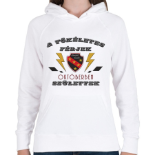 PRINTFASHION Tökéletes férjek október - Női kapucnis pulóver - Fehér női pulóver, kardigán