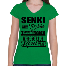 PRINTFASHION Tökéletes kamionos - Női V-nyakú póló - Zöld női póló