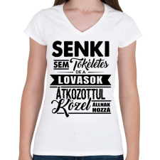 PRINTFASHION Tökéletes lovasok - Női V-nyakú póló - Fehér női póló