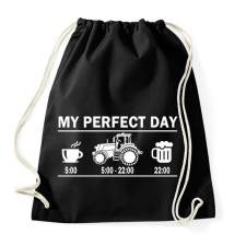 PRINTFASHION Tökéletes nap egy traktorosnak - Sportzsák, Tornazsák - Fekete tornazsák