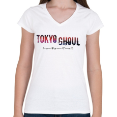 PRINTFASHION Tokyo ghoul - Női V-nyakú póló - Fehér