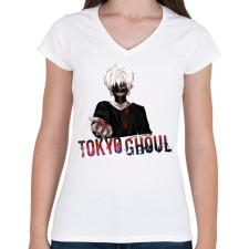 PRINTFASHION Tokyo Ghoul - Női V-nyakú póló - Fehér női póló