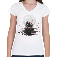 PRINTFASHION Tokyo Ghoul - Női V-nyakú póló - Fehér