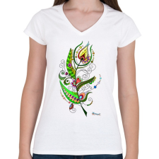 PRINTFASHION Tollpihe - Női V-nyakú póló - Fehér női póló