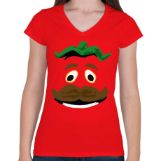 PRINTFASHION Tomatohead - Női V-nyakú póló - Piros