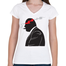 PRINTFASHION Tony Soprano - Női V-nyakú póló - Fehér