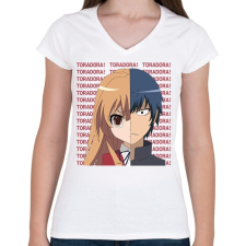 PRINTFASHION Toradora! - Női V-nyakú póló - Fehér női póló