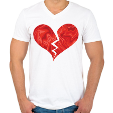 PRINTFASHION Törött szív - Férfi V-nyakú póló - Fehér férfi póló