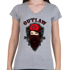 PRINTFASHION Törvényen kívüli - Női V-nyakú póló - Sport szürke női póló