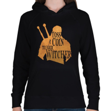 PRINTFASHION Toss a Coin to your Witcher - Női kapucnis pulóver - Fekete női pulóver, kardigán