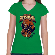 PRINTFASHION Touchdown! - Női V-nyakú póló - Zöld