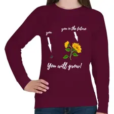 PRINTFASHION Tovább fogsz fejlődni - Női pulóver - Bordó női pulóver, kardigán