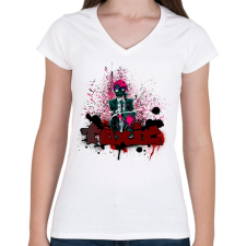 PRINTFASHION toxic - Női V-nyakú póló - Fehér női póló