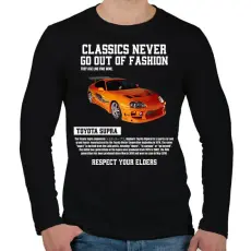 PRINTFASHION Toyota Supra - Férfi hosszú ujjú póló - Fekete