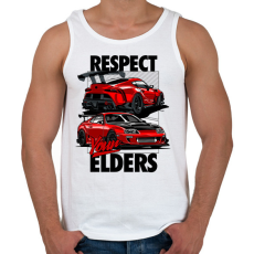 PRINTFASHION TOYOTA SUPRA MK4 vs MK5 RESPECT YOUR ELDERS - Férfi atléta - Fehér