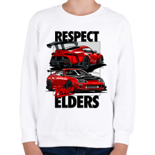 PRINTFASHION TOYOTA SUPRA MK4 vs MK5 RESPECT YOUR ELDERS - Gyerek pulóver - Fehér gyerek pulóver, kardigán