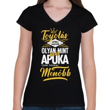 PRINTFASHION Toyotás apuka - Női V-nyakú póló - Fekete női póló
